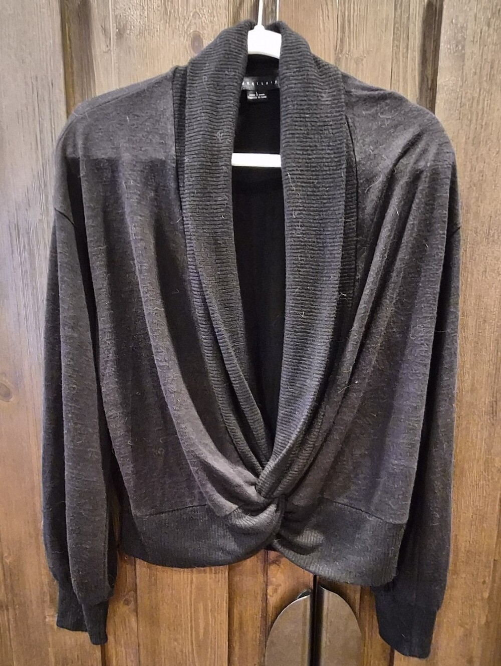Sanctuary Black Knit Twist-Front Cardigan